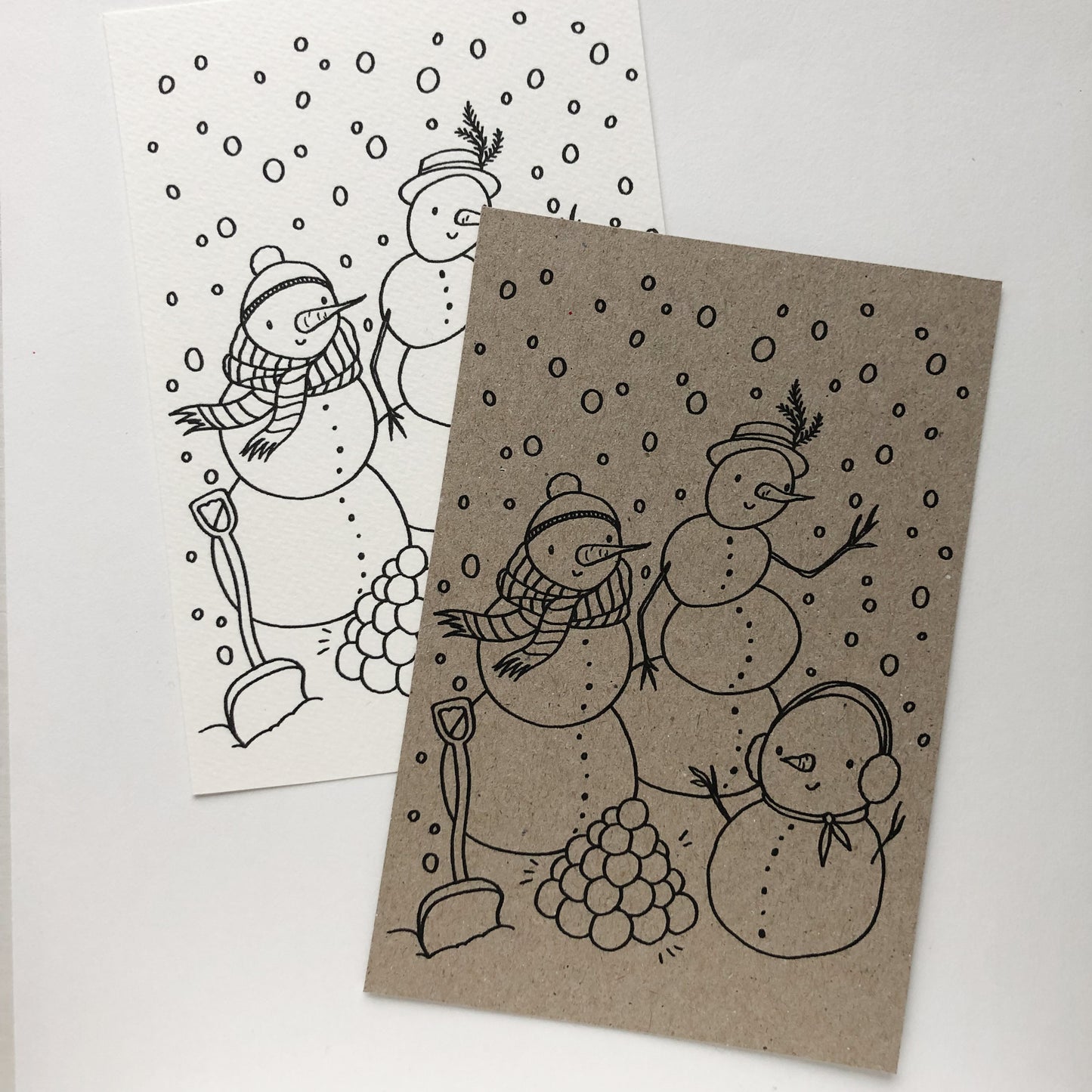 Julekort med snømenn